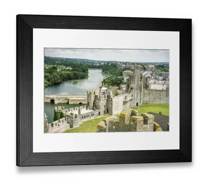 Framed Print : Castle, bridge and town, Pembroke, Pembrokeshire, Wales, UK 1977 Framed Print : Castle, bridge and town, Pembroke, Pembrokeshire, Wales, UK 1977