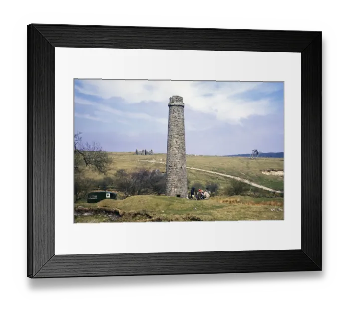 Framed Print : Stone chimney at Powder Mills, Dartmoor National Park, Devon, England, UK 1972