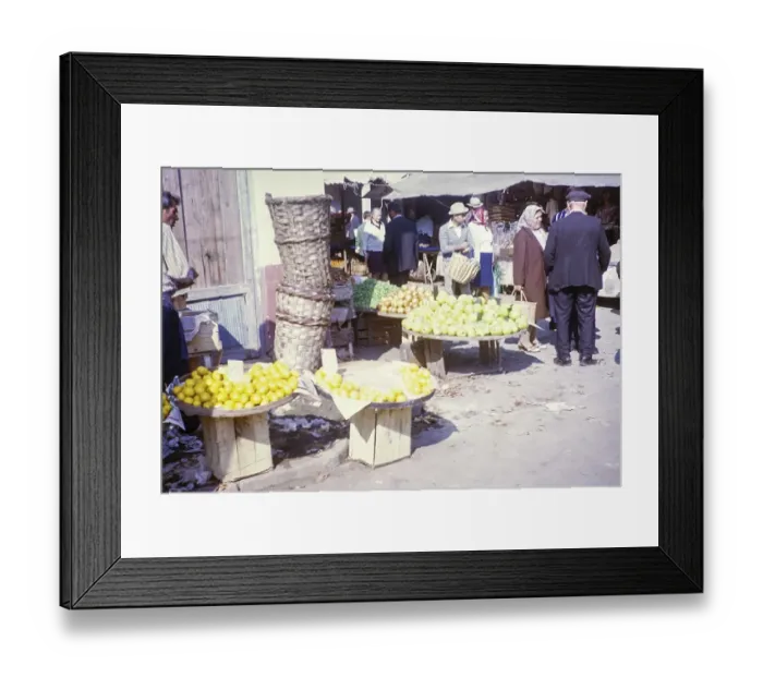 Framed Print : Selling fruit at the street market, Yalova, Turkey 1974