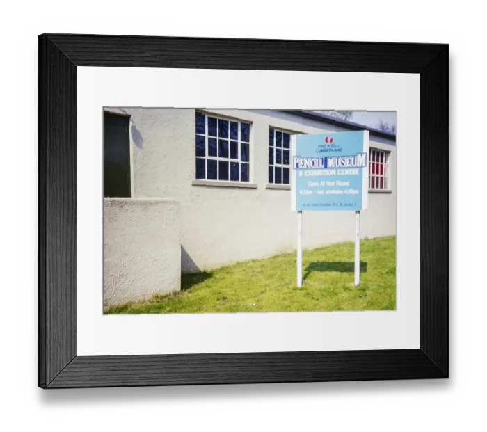 Framed Print : Sign for Rexel Cumberland, Derwent Pencil Museum Exhibition Centre, Keswick, Cumbria, England, UK 1991