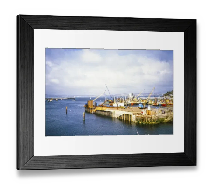 Framed Print : Construction of the new outer harbour, Brixham, Devon, England, UK 1986 Framed Print : Construction of the new outer harbour, Brixham, Devon, England, UK 1986