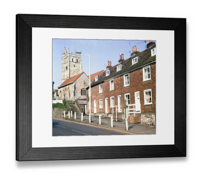 Framed Print : Historic buildings and church in the village of Carisbrooke, Isle of Wight, England. 1973 Framed Print : Historic buildings and church in the village of Carisbrooke, Isle of Wight, England. 1973