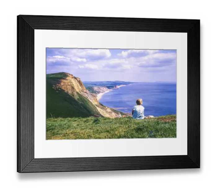 Framed Print : View to the east along the coast from Golden Cap to Portland, Dorset, England, UK 1973 Framed Print : View to the east along the coast from Golden Cap to Portland, Dorset, England, UK 1973
