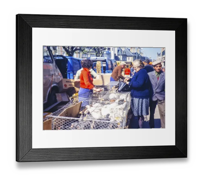 Framed Print : Market in St Hilaire du Harcouet, Normandy, France 1979