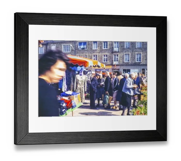 Framed Print : Market in St Hilaire du Harcouet, Normandy, France 1979
