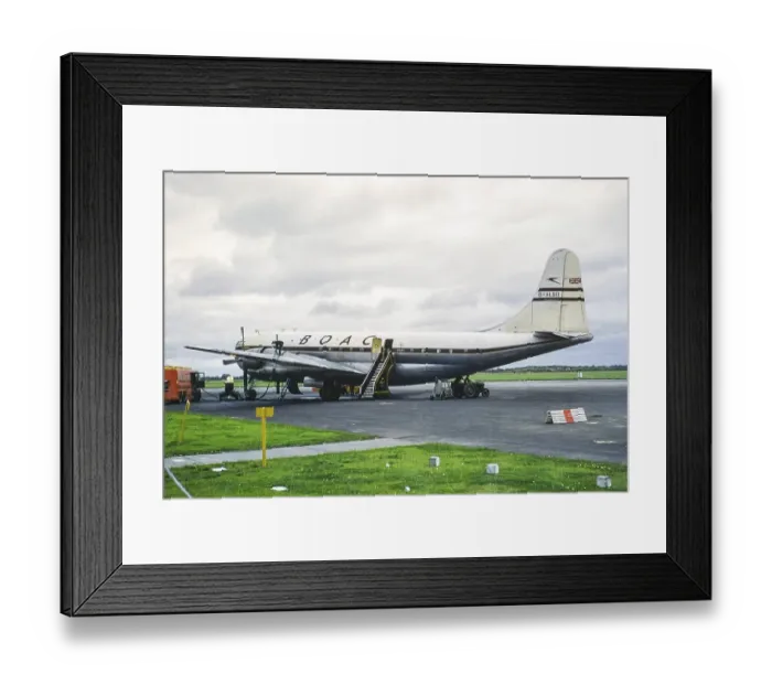 Framed Print : Boeing B377 Stratocruiser BOAC G ALSD Aircraft named Caseopiac 1952 Location unknown possibly London or Prestwick Framed Print : Boeing B377 Stratocruiser BOAC G ALSD Aircraft named Caseopiac 1952 Location unknown possibly London or Prestwick