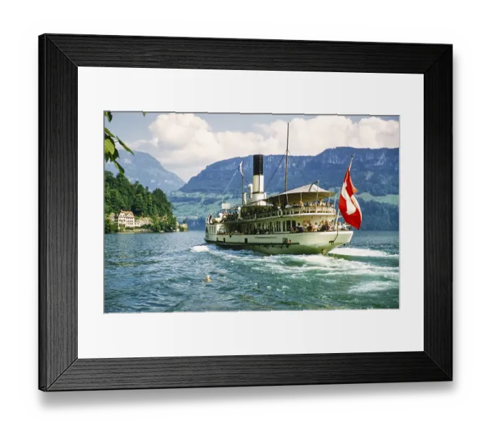 Framed Print : PS Schiller paddle steamer ship Lake Lucerne, Switzerland, Europe 1950s, Europe