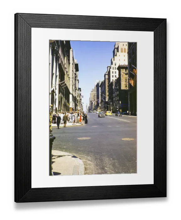 Framed Print : People and traffic on Fifth Ave 34th Street, looking north, Manhattan, New York, NY State, USA around 1953