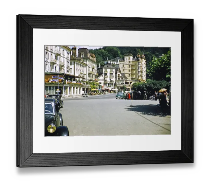 Framed Print : Hotels and historic buildings in Brunnen, Ingenbohl, Lake Lucerne, Switzerland, Europe, 1950s, Europe