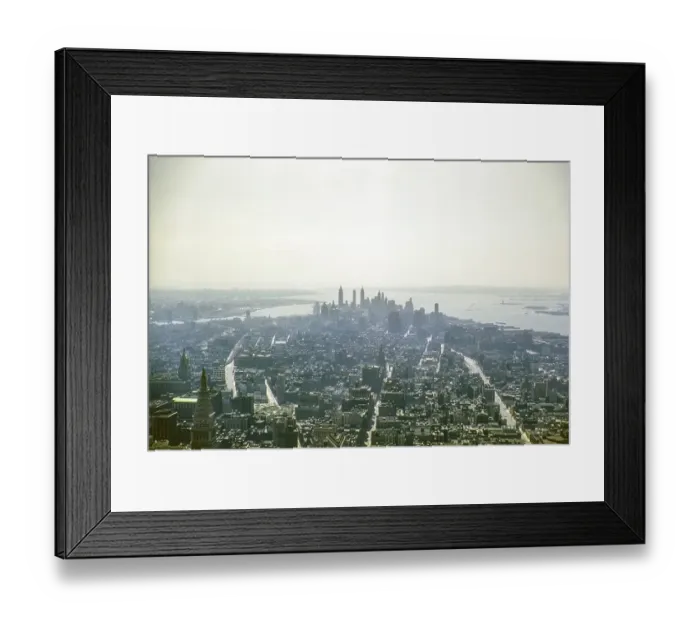 Framed Print : View from the Empire State Building to the skyscraper of Lower Manhattan, New York, NY State, USA around 1953
