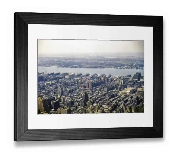 Framed Print : View from the Empire State Building over Manhattan and the Hudson River to Jersey City, New York, NY State, USA around 1953