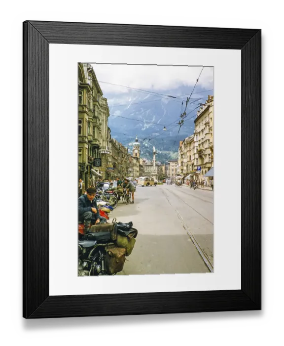 Framed Print : St Mary's column in Maria-Theresien-Strasse street, city centre of Innsbruck, Austria, Europe 1950s, Europe