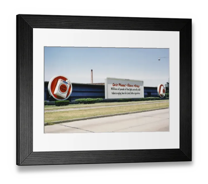Framed Print : Lucky Strike cigarette advert, Philip Morris tobacco factory, probably in Durham, North Carolina. USA around 1953