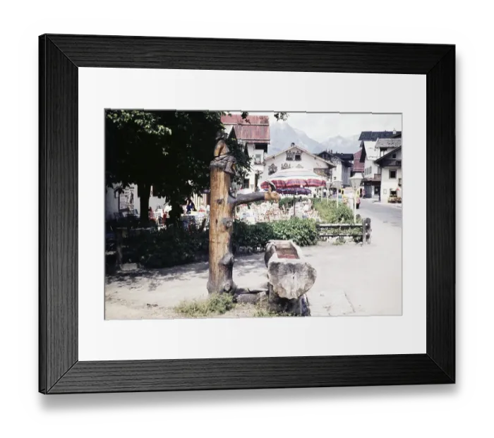Framed Print : Fountain in the village of Seefeld, Tyrol, Austria, Europe 1960, Europe