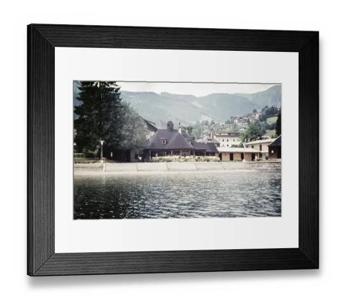 Framed Print : Building on the lake, Cafe Terrasse in Zell am See, Austria, Europe 1960, Europe Framed Print : Building on the lake, Cafe Terrasse in Zell am See, Austria, Europe 1960, Europe