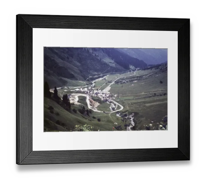 Framed Print : Road ascent from the village of Stuben am Arlberg to the Arlberg Pass, province of Vorarlberg, Austria, Europe 1960 1960, Europe