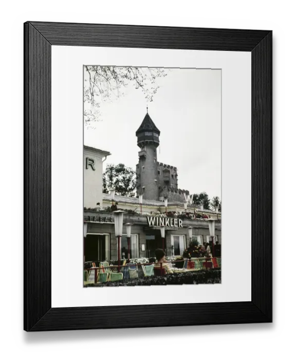 Framed Print : People sitting on the terrace of Cafe Winkler, Salzburg, Austria, Europe 1960, Europe