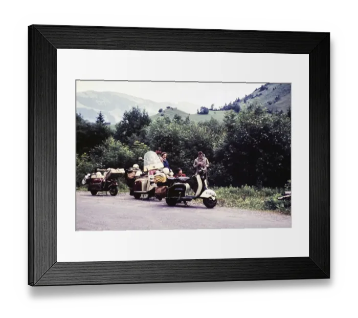 Framed Print : Touring club of British motorbike scooters at Mellau, Vorarlberg, Austria, Europe, 1960, Europe