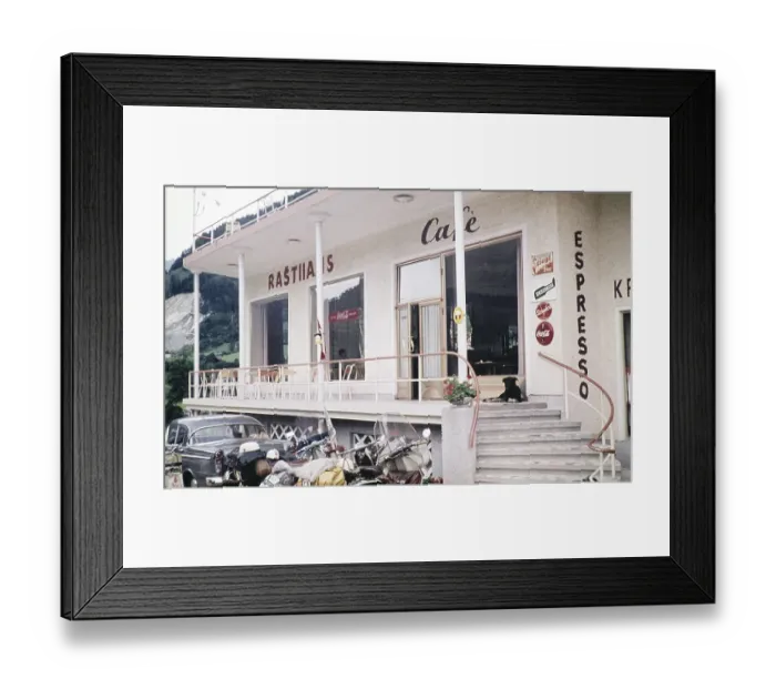 Framed Print : Cafe at filling station, near St. Johann in Tyrol, Kitzbuehel district of Tyrol, Austria, Europe 1960, Europe Framed Print : Cafe at filling station, near St. Johann in Tyrol, Kitzbuehel district of Tyrol, Austria, Europe 1960, Europe