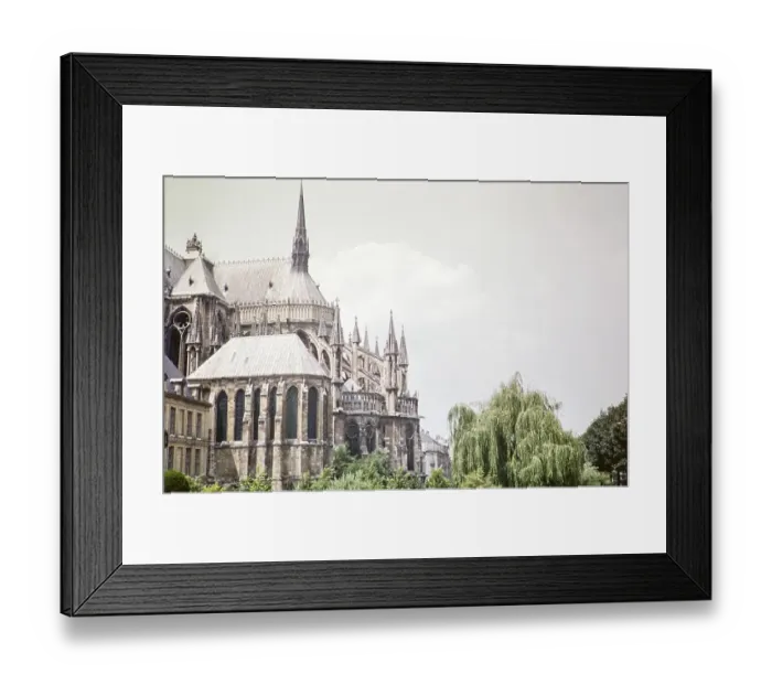 Framed Print : Gothic architecture of the cathedral church, Notre Dame de Reims Cathedral, Reims, Marne, Northern France, Europe 1961