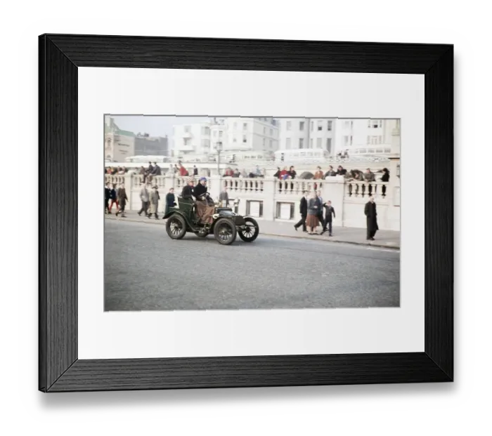 Framed Print : Presumably a 1904 Wolseley 6HP two-seater finishing the vintage car rally from London to Brighton, 6 November 1960, Brighton, Sussex, England, UK