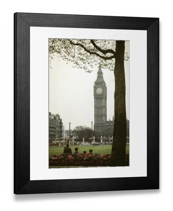 Framed Print : Big Ben maypoles for the royal wedding celebrations London, England, UK June 1960