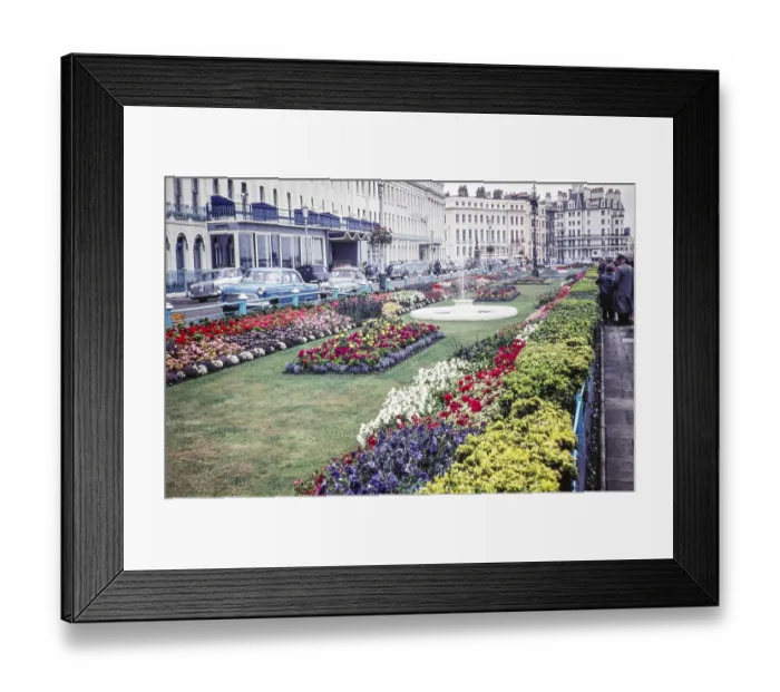 Framed Print : Flower decoration on the seafront, Eastbourne, East Sussex, England, UK April 1960