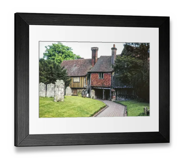 Framed Print : Historic buildings in the churchyard of Penshurst, Kent, England, UK 1960 Framed Print : Historic buildings in the churchyard of Penshurst, Kent, England, UK 1960