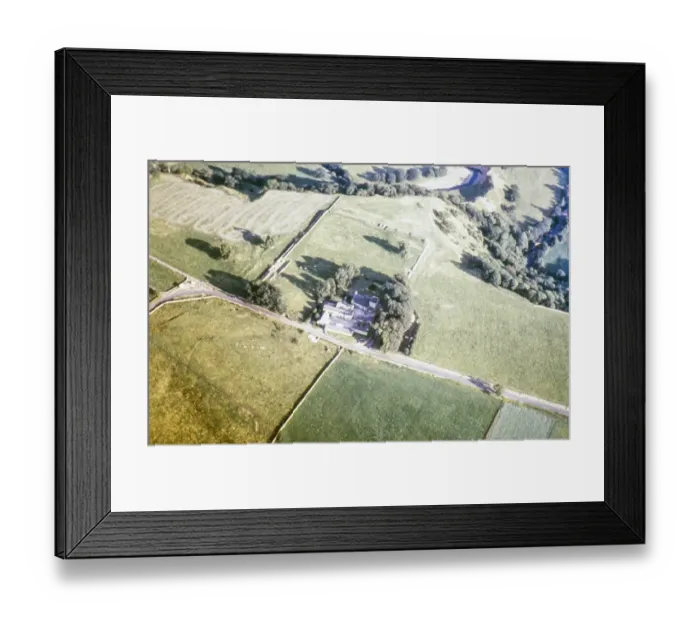Framed Print : Series of oblique aerial photographs of sites associated with Hadrian's Wall, c. 1970s Birdoswald Roman fort, Cumbria, England, UK from the north