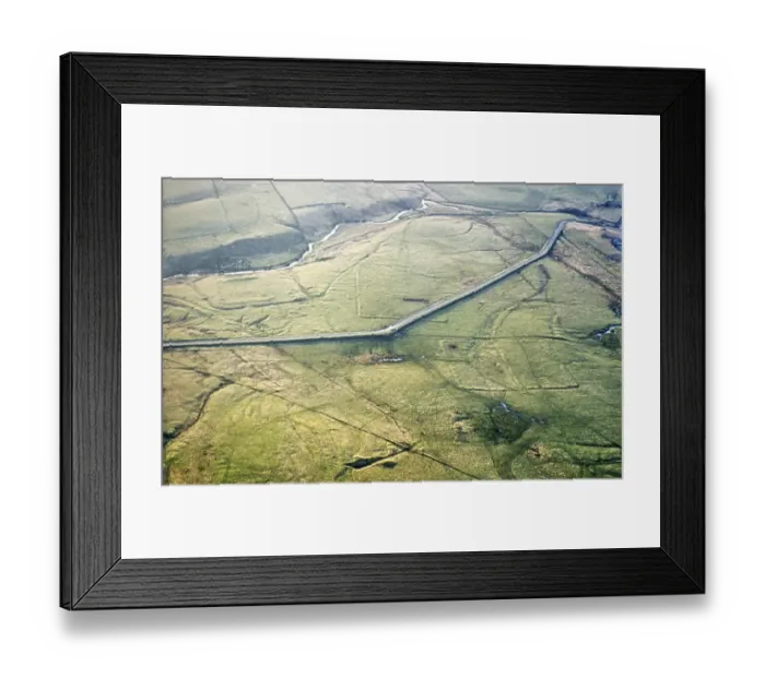 Framed Print : Series of oblique aerial views of sites associated with Hadrian's Wall, c. 1970s Outlines of structures in fields, undetermined location between Cawfields and the Roman fort of Great Chesters, Northumberland, England, UK