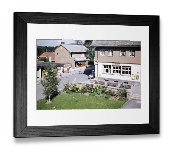 Framed Print : Shops and services in the village centre of Hinterzarten, Baden-Wuerttemberg, Germany, Europe, 1959, Europe Framed Print : Shops and services in the village centre of Hinterzarten, Baden-Wuerttemberg, Germany, Europe, 1959, Europe