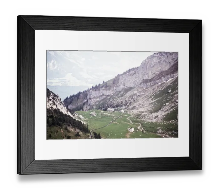 Framed Print : View down to Lake Lucerne in the Lucerne valley from the Pilatus mountain railway, Switzerland, Europe. 1959, Europe