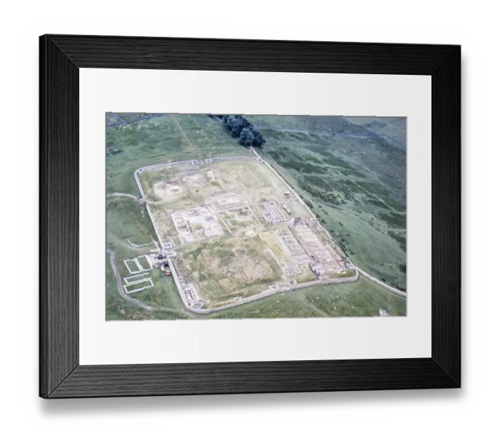 Framed Print : Series of oblique aerial photographs of sites associated with Hadrian's Wall, circa 1970s Roman fort Housesteads, Northumberland, England, United Kingdom from the east