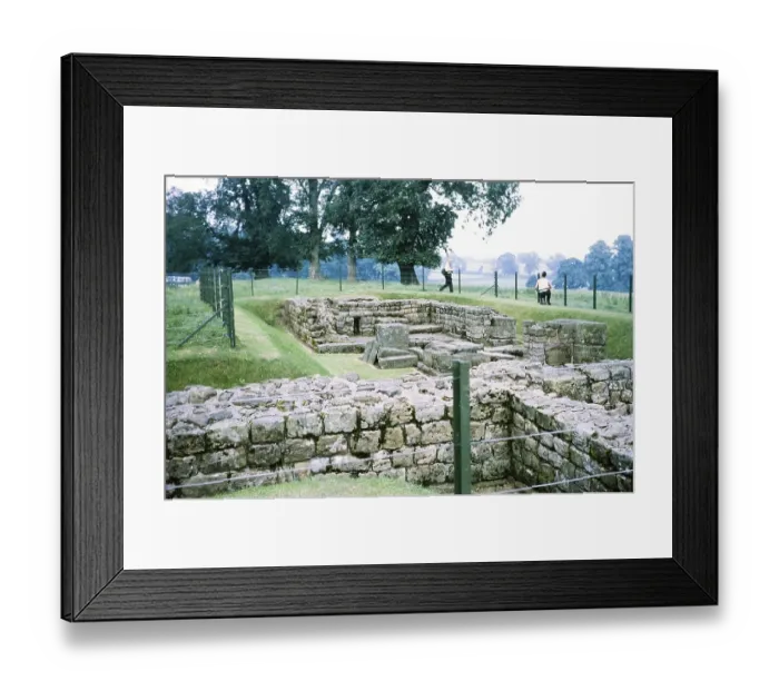Framed Print : Visit by the Archaeological Society to Hadrian's Wall, Northumberland, England, UK West Gate of Chester's Roman First, Hexham 1969