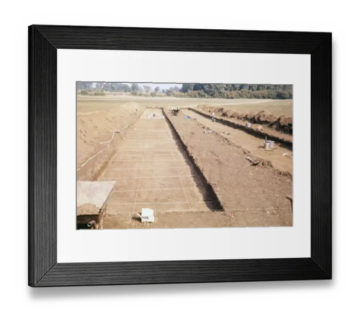 Framed Print : Archaeological excavation of a Neolithic causewayed enclosure, Great Wilbrahim, Cambridgeshire, England, UK 1976 Caption Pre-excavation grid Framed Print : Archaeological excavation of a Neolithic causewayed enclosure, Great Wilbrahim, Cambridgeshire, England, UK 1976 Caption Pre-excavation grid