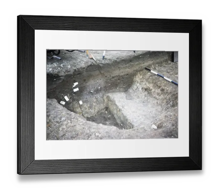 Framed Print : Archaeological excavation of a Neolithic causewayed enclosure, Great Wilbrahim, Cambridgeshire, England, United Kingdom 1976 with the title Ditch Stump Framed Print : Archaeological excavation of a Neolithic causewayed enclosure, Great Wilbrahim, Cambridgeshire, England, United Kingdom 1976 with the title Ditch Stump