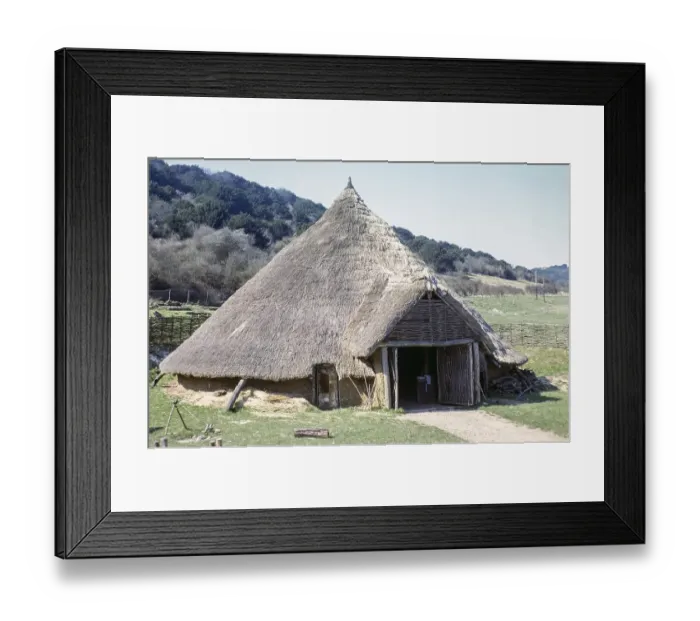 Framed Print : Iron Age hut dwelling, Butser Ancient Farm, Petersfield archaeological trial site, Hampshire, England, UK 1980 Framed Print : Iron Age hut dwelling, Butser Ancient Farm, Petersfield archaeological trial site, Hampshire, England, UK 1980