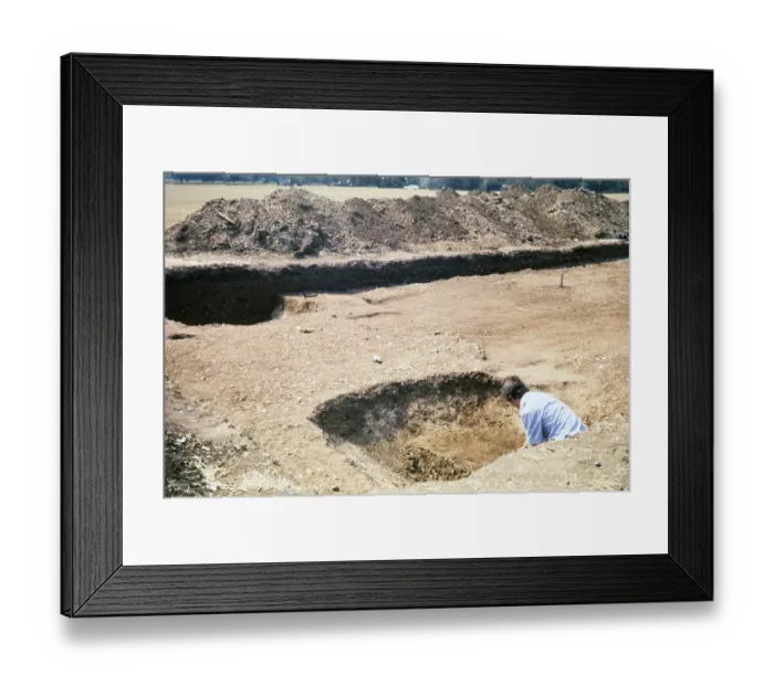 Framed Print : Archaeological site of the University of Cambridge called Great Shelford, Cambridgeshire, England, UK 1976 with the name Grabenstoesse GSRV