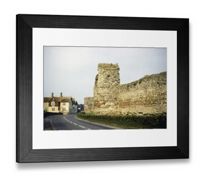 Framed Print : Pevensey Castle a medieval castle and former Roman Saxon Shore Fort, Pevensey, East Sussex, England, UK 1983