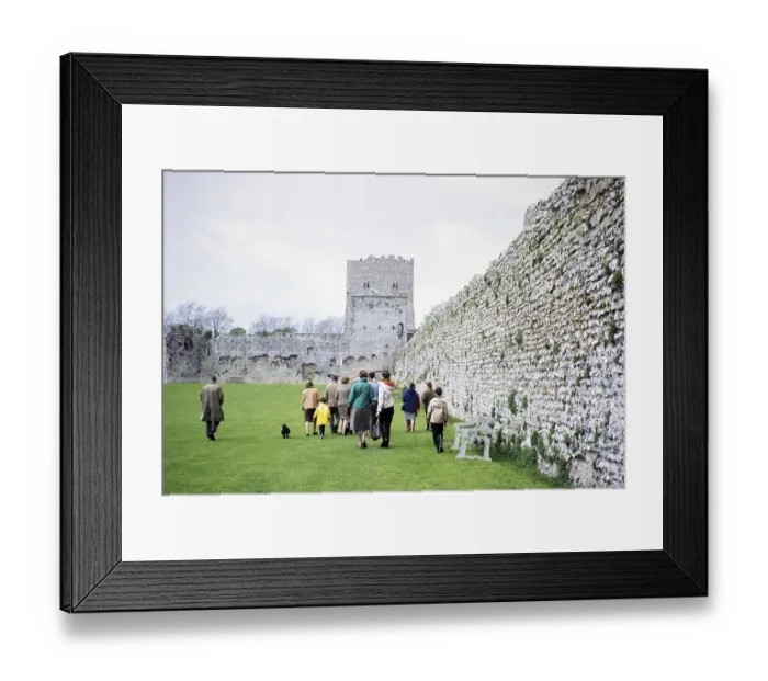 Framed Print : Walkers at the Roman walls of Portchester Castle, Hampshire, England, UK 1968 Framed Print : Walkers at the Roman walls of Portchester Castle, Hampshire, England, UK 1968