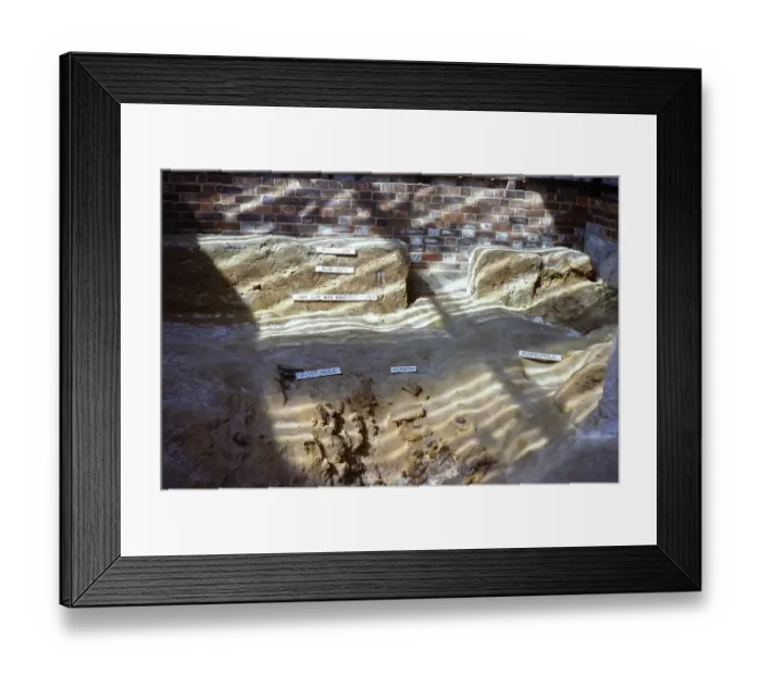 Framed Print : Archaeological excavation of a Mesolithic pit dwelling, Abinger, Surrey, England, UK 1980