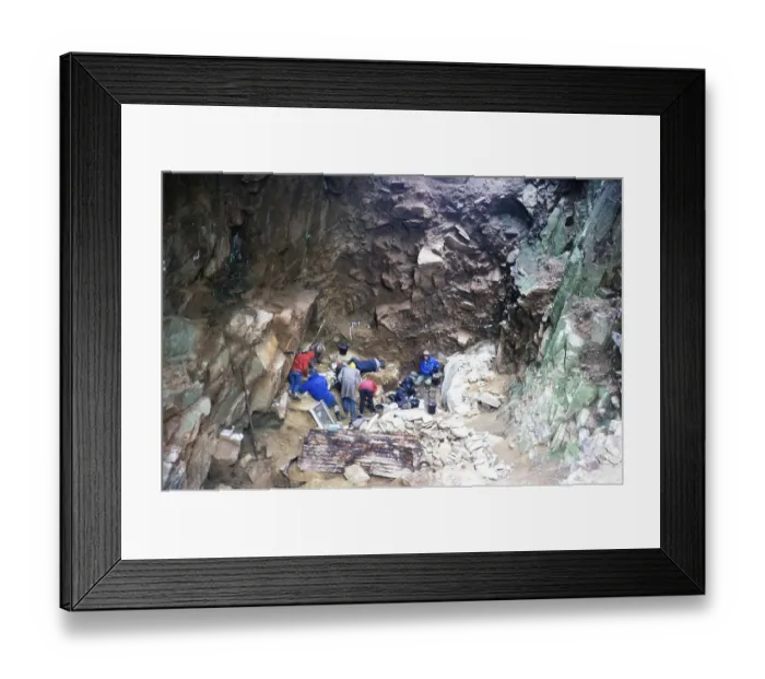 Framed Print : Archaeological excavation of a Palaeolithic site, La Cotte de St Brelade, Jersey, Channel Islands 1976, Europe