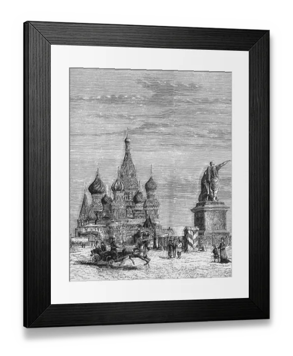 Framed Print : The Red Square with St Basil's Cathedral in the Russian capital Moscow, horse-drawn carriage, guardhouse with soldiers, walker, statue, geography, Russia, historical illustration 1888, Europe Framed Print : The Red Square with St Basil's Cathedral in the Russian capital Moscow, horse-drawn carriage, guardhouse with soldiers, walker, statue, geography, Russia, historical illustration 1888, Europe