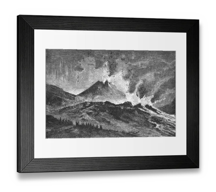 Framed Print : Eruption of hot lava and rock from the active Vesuvius volcano, near Naples and Pompei, geological history, geography, Italy historical illustration 1888 Framed Print : Eruption of hot lava and rock from the active Vesuvius volcano, near Naples and Pompei, geological history, geography, Italy historical illustration 1888