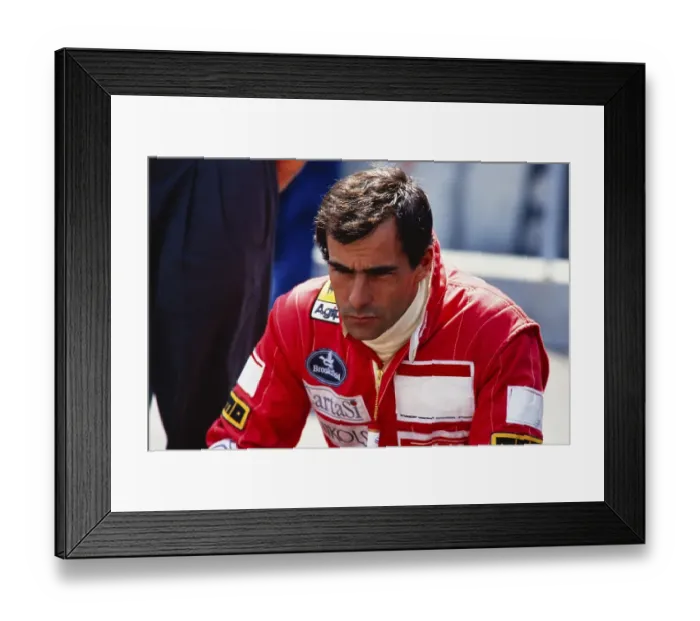 Framed Print : Racing driver Emanuele Pirro, portrait, Formula 1, Team BMS Scuderia Italia, Dallara F190, German Grand Prix at the Hockenheimring on 29 July 1990, Germany, Europe Framed Print : Racing driver Emanuele Pirro, portrait, Formula 1, Team BMS Scuderia Italia, Dallara F190, German Grand Prix at the Hockenheimring on 29 July 1990, Germany, Europe