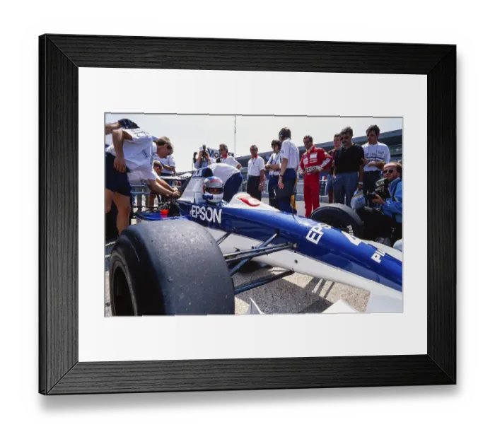 Framed Print : Racing driver Jean Alesi in the pit lane, Formula 1, Tyrrell Racing, Tyrrell 019, Ford Cosworth DFR 3.5 V8, German Grand Prix at the Hockenheimring on 29 July 1990, Germany, Europe Framed Print : Racing driver Jean Alesi in the pit lane, Formula 1, Tyrrell Racing, Tyrrell 019, Ford Cosworth DFR 3.5 V8, German Grand Prix at the Hockenheimring on 29 July 1990, Germany, Europe