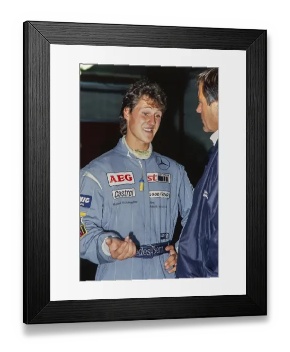 Framed Print : Racing driver Michael Schumacher at a young age, Team Sauber Mercedes, Mercedes C11, Group C Sports Car World Championship, 1990, Germany, Europe Framed Print : Racing driver Michael Schumacher at a young age, Team Sauber Mercedes, Mercedes C11, Group C Sports Car World Championship, 1990, Germany, Europe