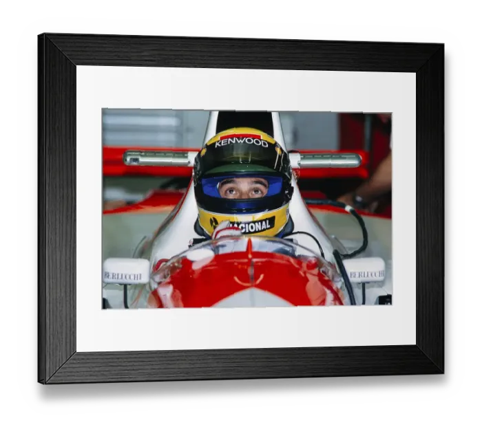 Framed Print : Racing driver, Ayrton Senna, in the cockpit, Formula 1, Team McLaren Ford, McLaren MP4-8, Ford Cosworth 3.5 V8 engine, German Grand Prix at the Hockenheimring on 25 July 1993, Germany, Europe Framed Print : Racing driver, Ayrton Senna, in the cockpit, Formula 1, Team McLaren Ford, McLaren MP4-8, Ford Cosworth 3.5 V8 engine, German Grand Prix at the Hockenheimring on 25 July 1993, Germany, Europe