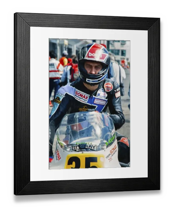 Framed Print : Racer Alois Meyer (DEU), Motorcycle World Championship 1990, RS Rallye Sport Team, Honda RS 500, 500 cc, Grand Prix (GP) of Germany at the Hockenheimring on 27 May 1990, Germany, Europe Framed Print : Racer Alois Meyer (DEU), Motorcycle World Championship 1990, RS Rallye Sport Team, Honda RS 500, 500 cc, Grand Prix (GP) of Germany at the Hockenheimring on 27 May 1990, Germany, Europe