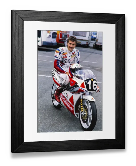 Framed Print : Racer Dirk Raudies (DEU), portrait, Motorcycle World Championship 1990, Honda 125 cc, Grand Prix (GP) of Germany at the Hockenheimring on 27 May 1990, Germany, Europe Framed Print : Racer Dirk Raudies (DEU), portrait, Motorcycle World Championship 1990, Honda 125 cc, Grand Prix (GP) of Germany at the Hockenheimring on 27 May 1990, Germany, Europe